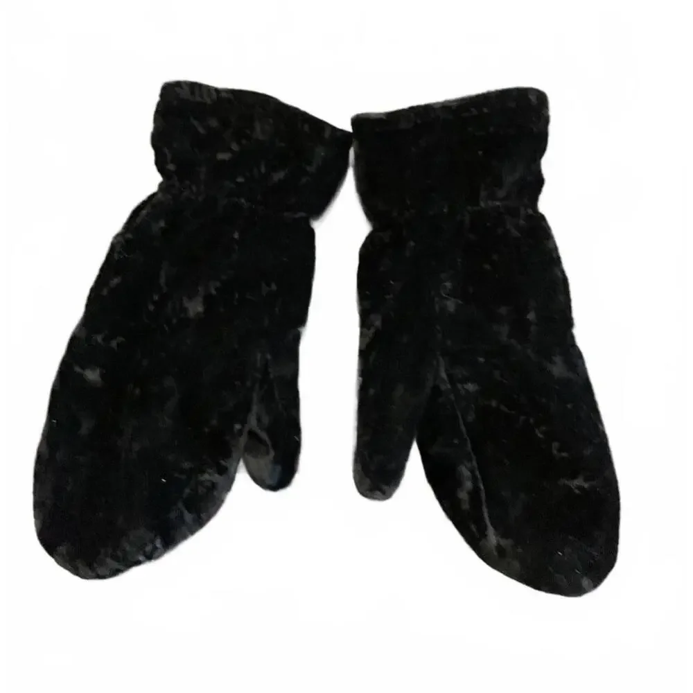 Talbots Vintage Cozy Black Velvet Mittens